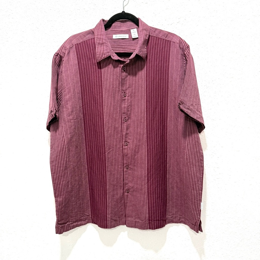 Cubavera Men's‎ Maroon Striped Button Down Shirt XL